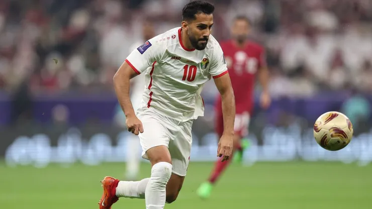 Musa Al-Taamari, da Jordânia, durante a final da Copa da Ásia da AFC entre Jordânia e Catar. (Photo by Robert Cianflone/Getty Images)