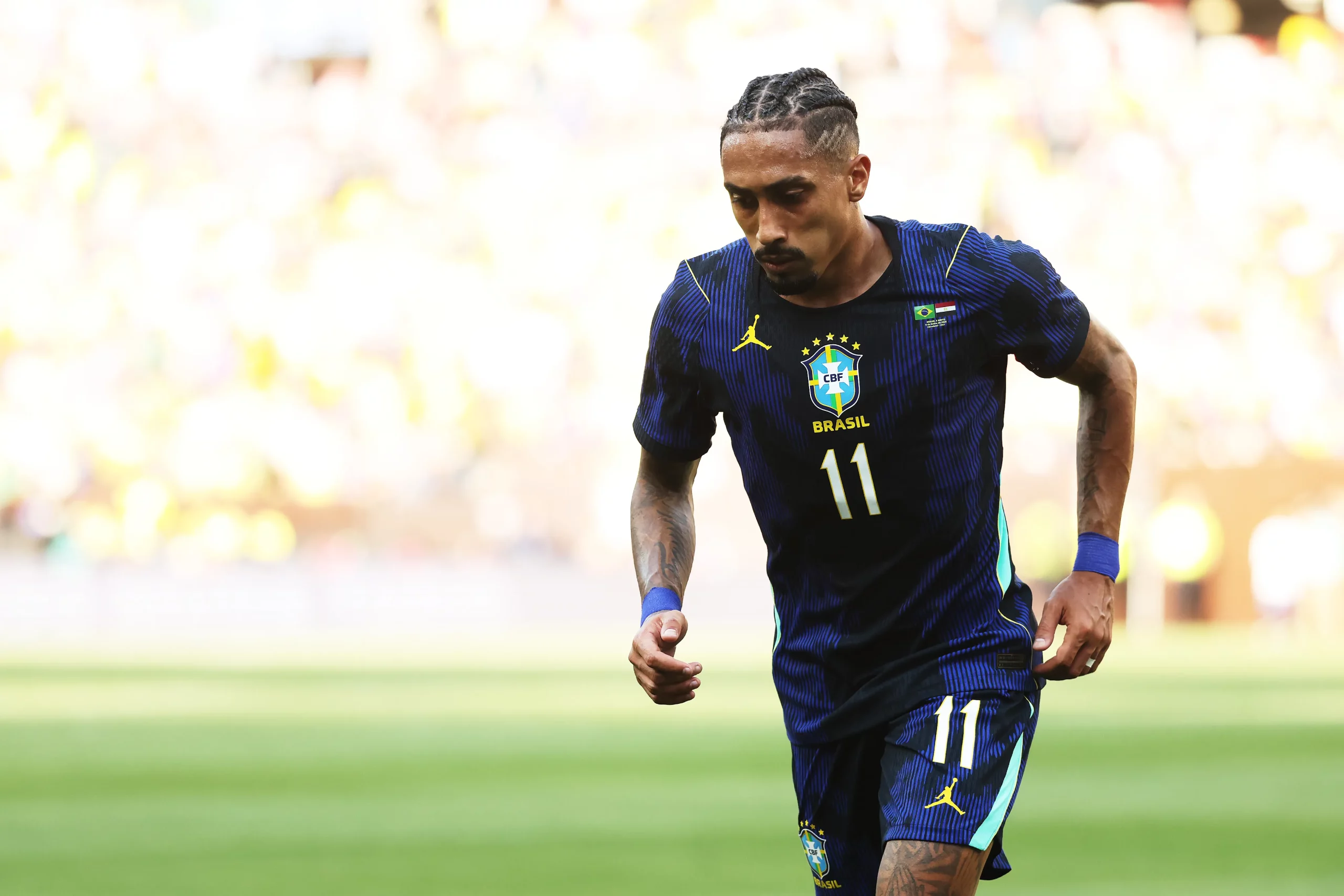 Raphinha em ação pela Seleção Brasileira. (Photo by Kirk Irwin/Getty Images)