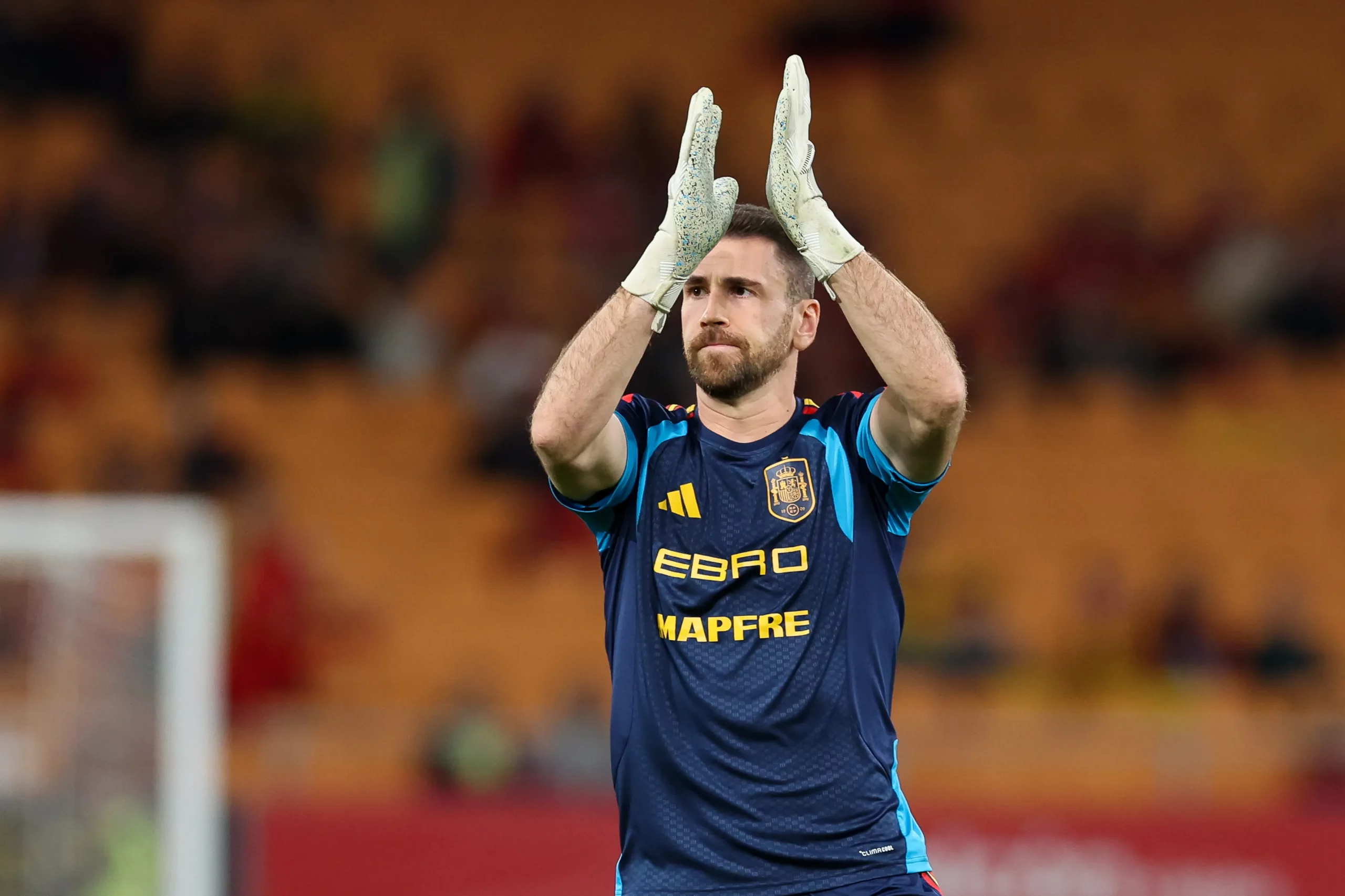 Unai Simón, goleiro da Espanha. Foto: Florencia Tan Jun/Getty Images
