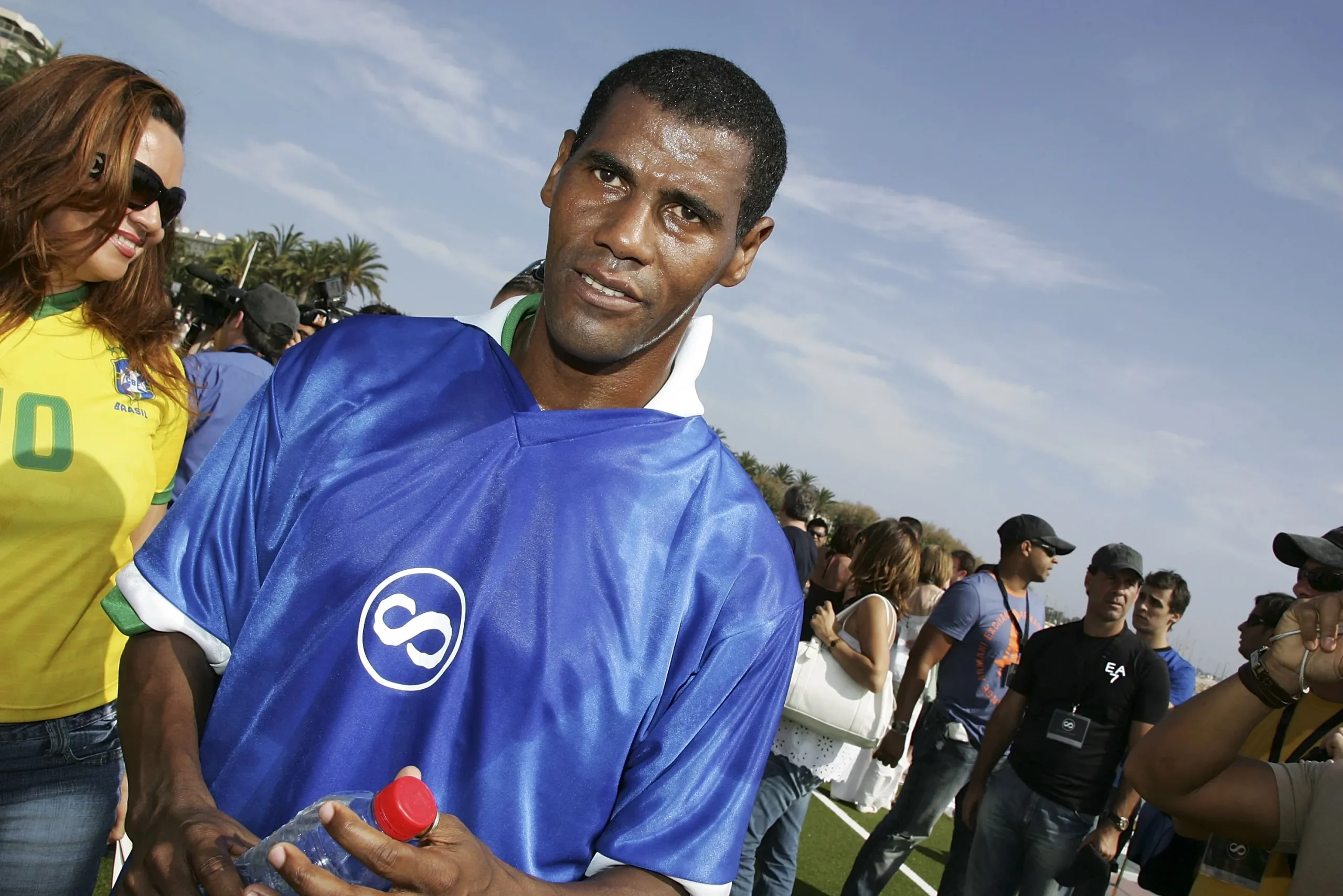 CANNES, FRANCE – MAY 22:  Former Brazilian footballer Aldair takes part in a 5-a-side celebrity football tournament promoting the documentary ‘Pure Spirit of Brasil’ at Hotel Gray d’Albion during the 59th International Cannes Film Festival on May 22, 2006 in Cannes, France.  The brazilian team, which includes members of the 1994 World Cup winning squad, takes on a team of film and music industry celebrities.  (Photo by Gareth Cattermole/Getty Images)