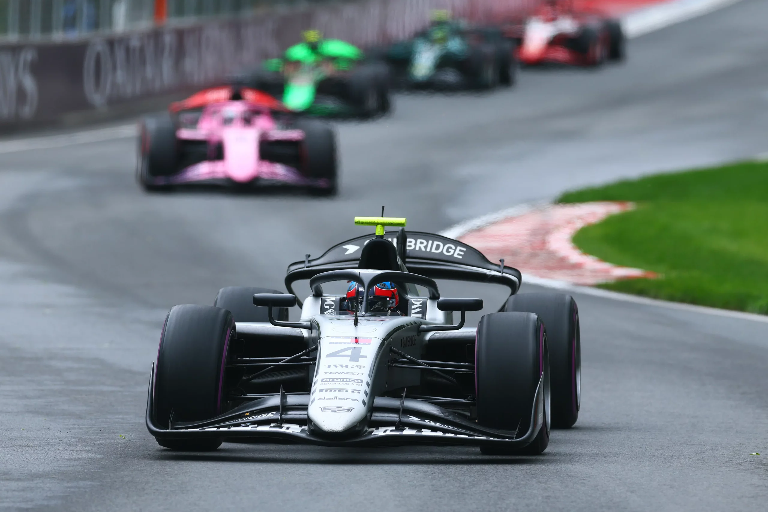 MONTREAL, QUEBEC – MAY 24: Colton Herta of United States and Hitech (4) on track during the Round 3 Montreal Feature race of the Formula 2 Championship at Circuit Gilles Villeneuve on May 24, 2026 in Montreal, Quebec. (Photo by Clive Mason/Getty Images)