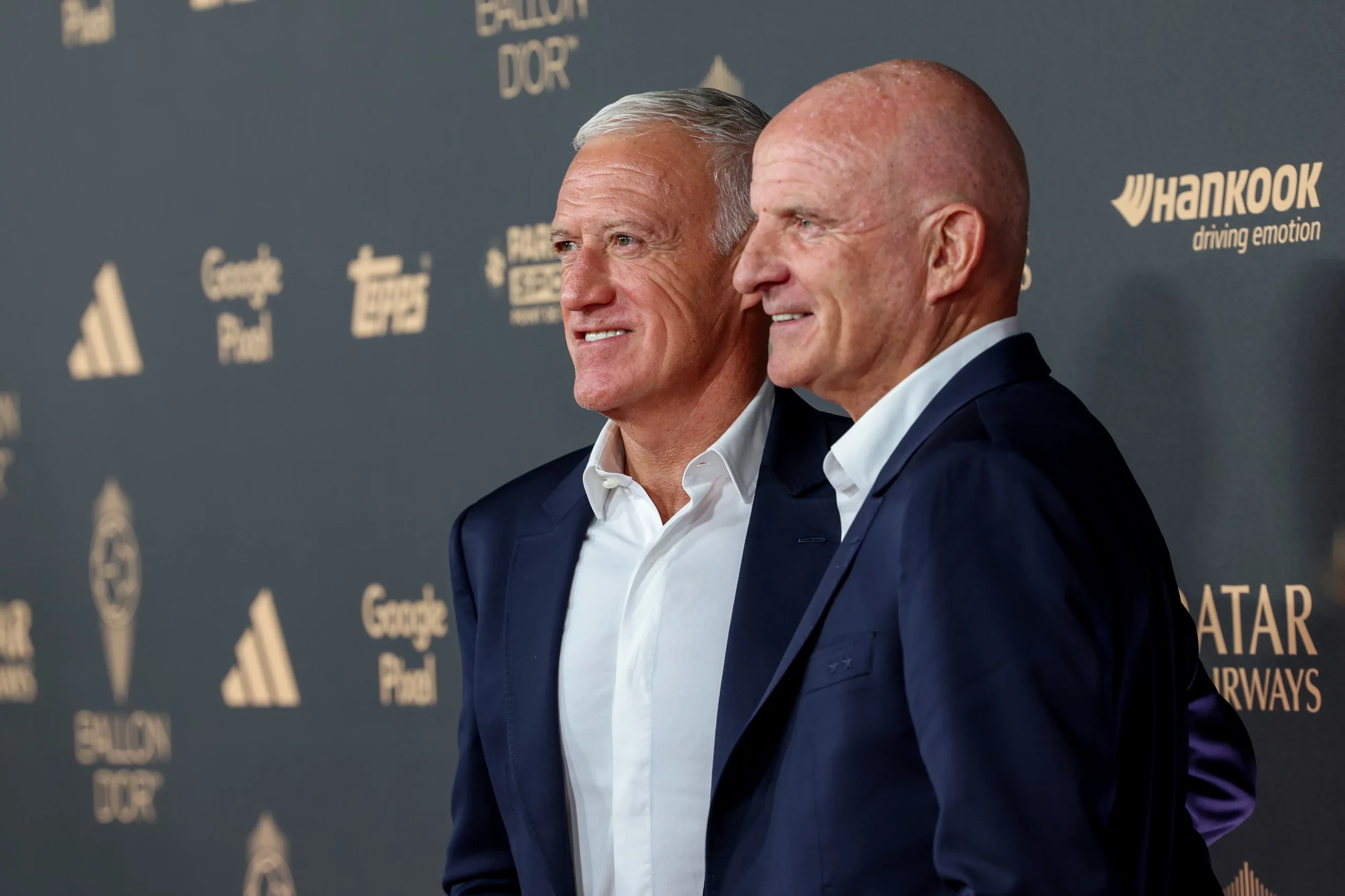 PARIS, FRANCE – SEPTEMBER 22: Didier Deschamps and Guy Stéphan attend the 69th Ballon D’Or Photocall at Theatre Du Chatelet on September 22, 2025 in Paris, France. (Photo by Pascal Le Segretain/Getty Images)