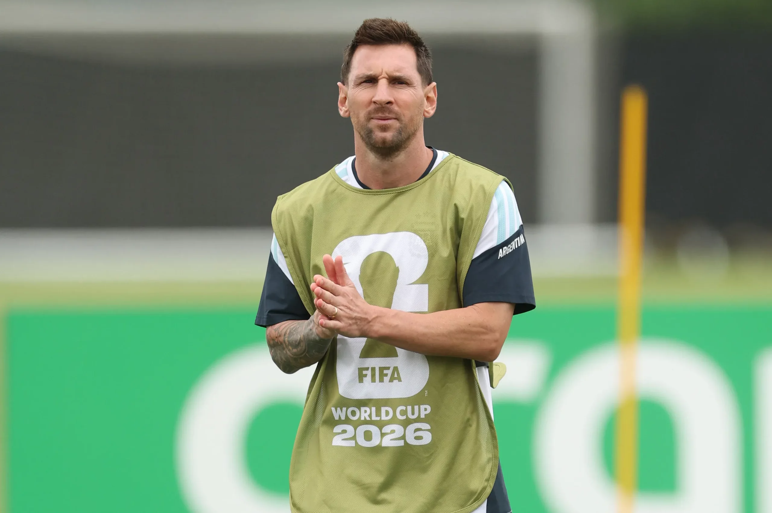 KANSAS , MISSOURI – JUNE 21: Lionel Messi #10 of Argentina  during the training of Argentina one day ahead of the FIFA World Cup 2026 Group J match between Argentina and Austria at Dallas Stadium on June 21, 2026 in Arlington, Texas. (Photo by Richard Pelham/Getty Images)