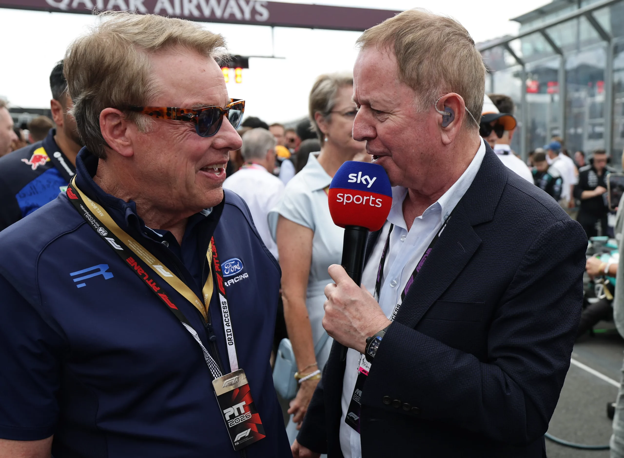 MELBOURNE, AUSTRALIA – MARCH 08: Bill Ford, Executive Chairman of Ford Performance is interviewed by Martin Brundle, Sky Sports F1, on the grid during the F1 Grand Prix of Australia at Albert Park Grand Prix Circuit on March 08, 2026 in Melbourne, Australia. (Photo by Mark Thompson/Getty Images)