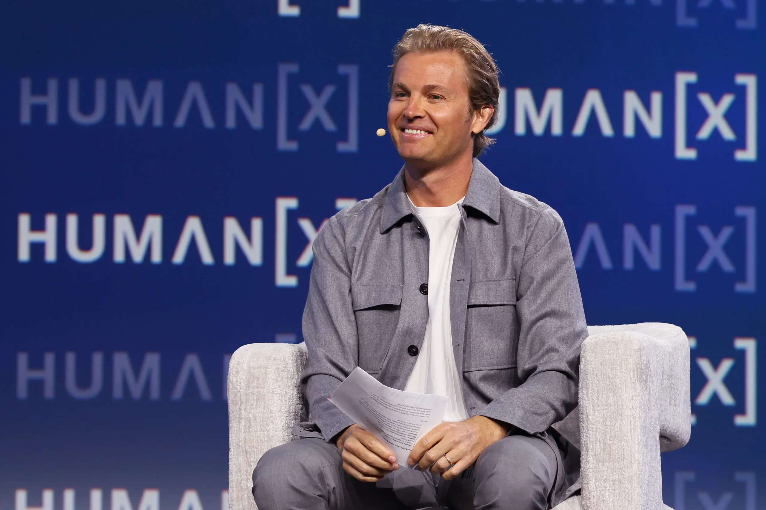 SAN FRANCISCO, CALIFORNIA – APRIL 08: Nico Rosberg speaks onstage during the “Driver, not passenger: building in the age of AI” panel at the HumanX Conference San Franciso 2026 Moscone Center South on April 08, 2026 in San Francisco, California.  (Photo by Big Event Media/Getty Images for HumanX Conference)