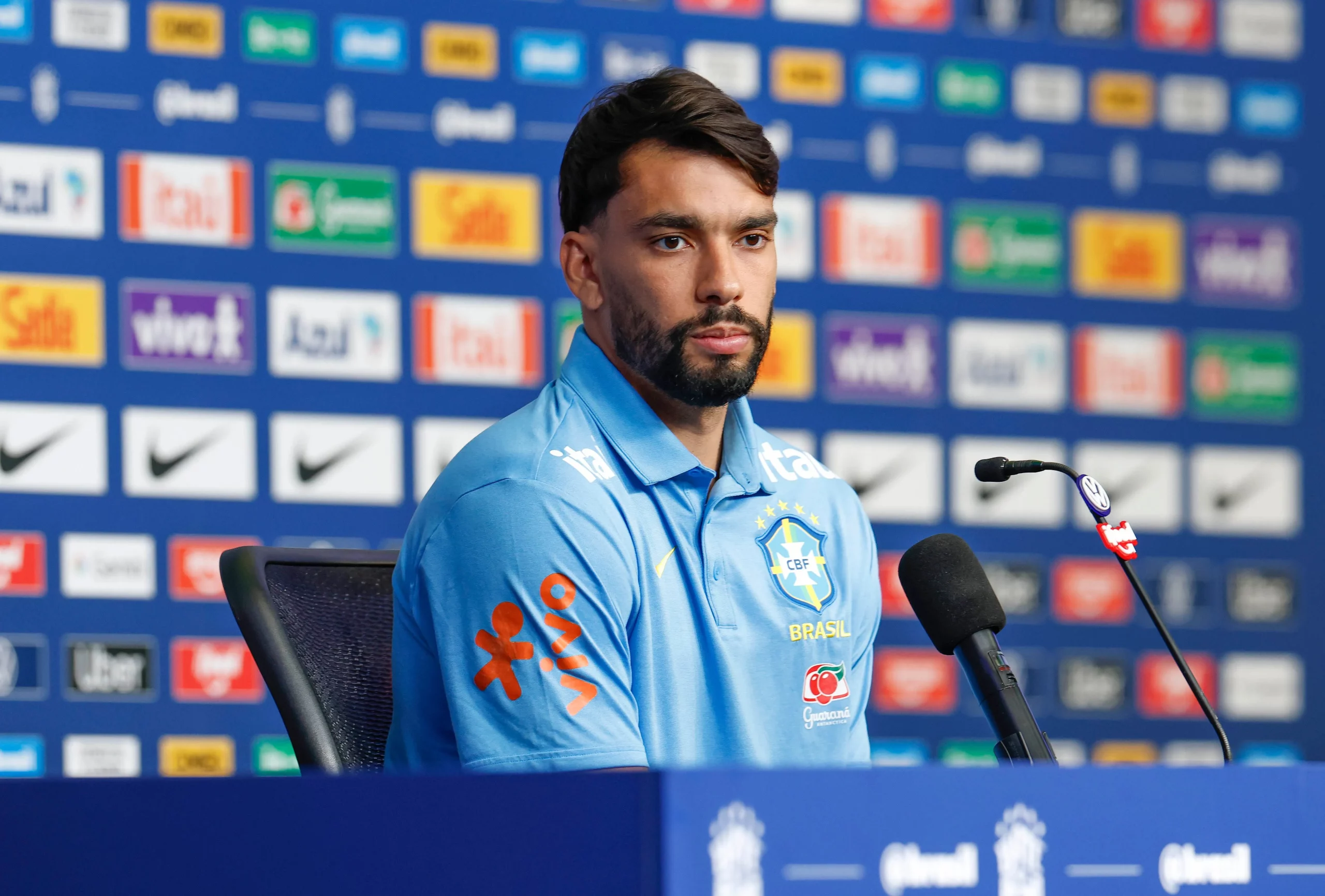 Lucas Paquetá durante entrevista coletiva. Foto: Rafael Ribeiro/CBF