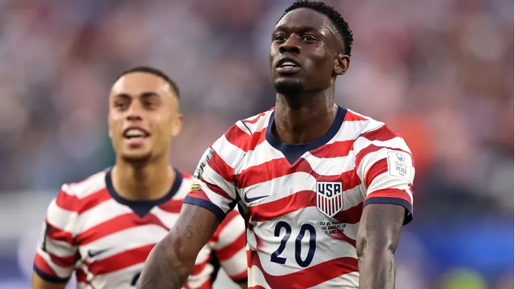 INGLEWOOD, CALIFORNIA - JUNE 12: Folarin Balogun #20 of the United States celebrates scoring his team's third goal during the FIFA World Cup 2026 Group D match between USA and Paraguay at Los Angeles Stadium on June 12, 2026 in Inglewood, California. (Photo by Richard Heathcote/Getty Images)