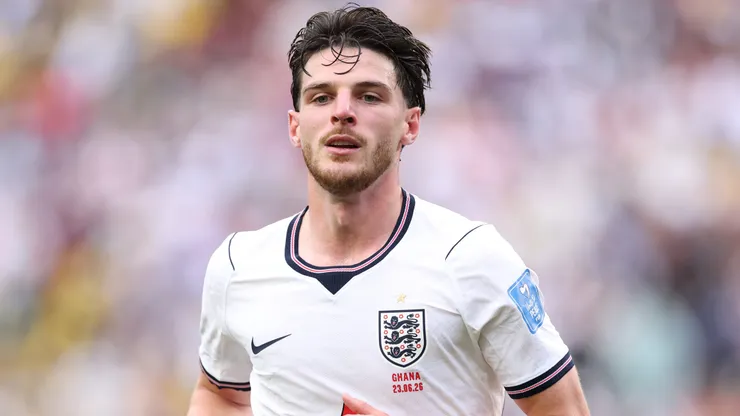 Declan Rice em campo pela Inglaterra. (Photo by Justin Setterfield/Getty Images)