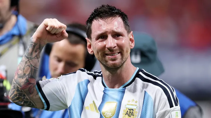 ATLANTA, GEORGIA - JULY 07: Lionel Messi #10 of Argentina celebrates after the 3-2 victory during the FIFA World Cup 2026 Round of 16 match between Argentina and Egypt at Atlanta Stadium on July 07, 2026 in Atlanta, Georgia. (Photo by Justin Setterfield/Getty Images)