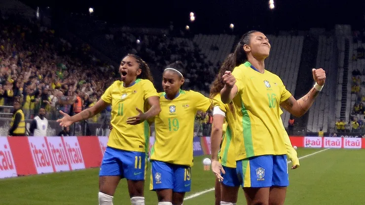 Seleção comemorando gol em amistoso contra os EUA. Foto: Alan Morici/AGIF