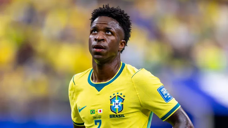 Vinicius Junior jogador do Brasil durante partida contra o Japao no estadio NRG Stadium pelo campeonato Copa Do Mundo 2026. Foto: Rodolfo Buhrer/AGIF