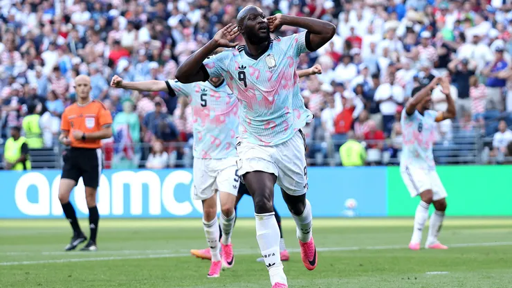 SEATTLE, WASHINGTON - JULY 06: Romelu Lukaku #9 of Belgium celebrates scoring his team's fourth goal during the FIFA World Cup 2026 Round of 16 match between USA and Belgium at Seattle Stadium on July 06, 2026 in Seattle, Washington. (Photo by Jamie Squire/Getty Images)