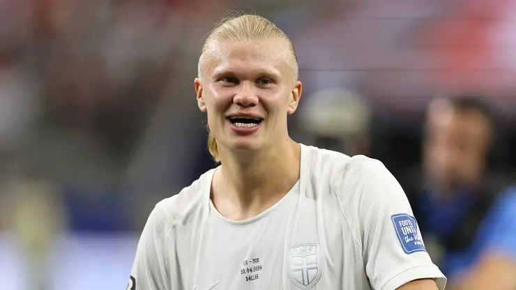 Haaland já tem cinco gols na Copa de 2026. (Photo by Stacy Revere/Getty Images)