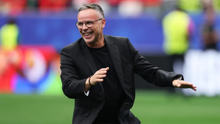 HOUSTON, TEXAS - JULY 04: Mohamed Ouahbi, Head Coach of Morocco, celebrates the team's 3-0 victory in the FIFA World Cup 2026 Round of 16 match between Canada and Morocco at Houston Stadium on July 04, 2026 in Houston, Texas. (Photo by Kevin C. Cox/Getty Images)