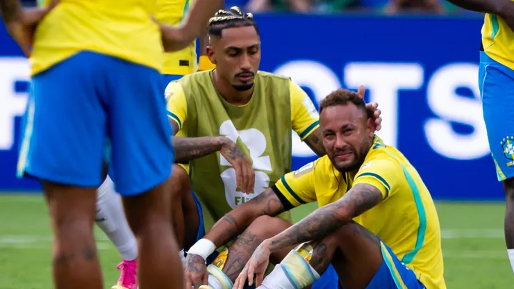 Neymar Jr jogador do Brasil lamenta chorando a derrota ao final da partida contra o Noruega no estadio MetLife Stadium pelo campeonato Copa Do Mundo 2026. Foto: Rodolfo Buhrer/AGIF