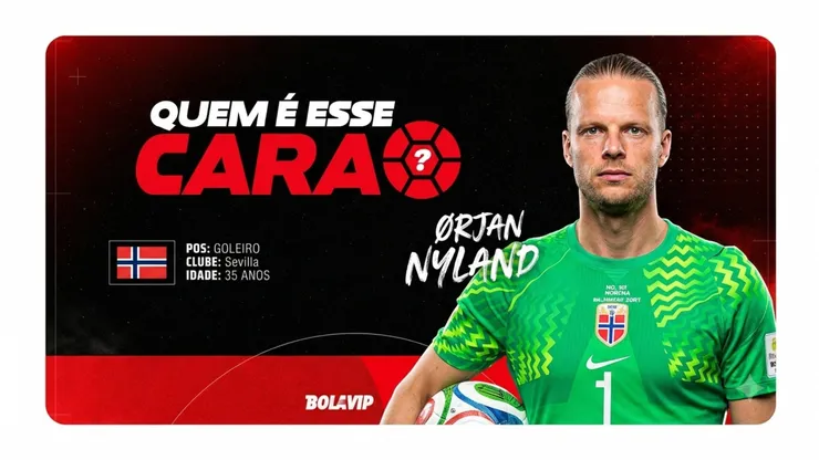 Ørjan Nyland defendeu um pênalti de Bruno Guimarães no duelo entre Brasil x Noruega Foto: Elsa/Getty Images
