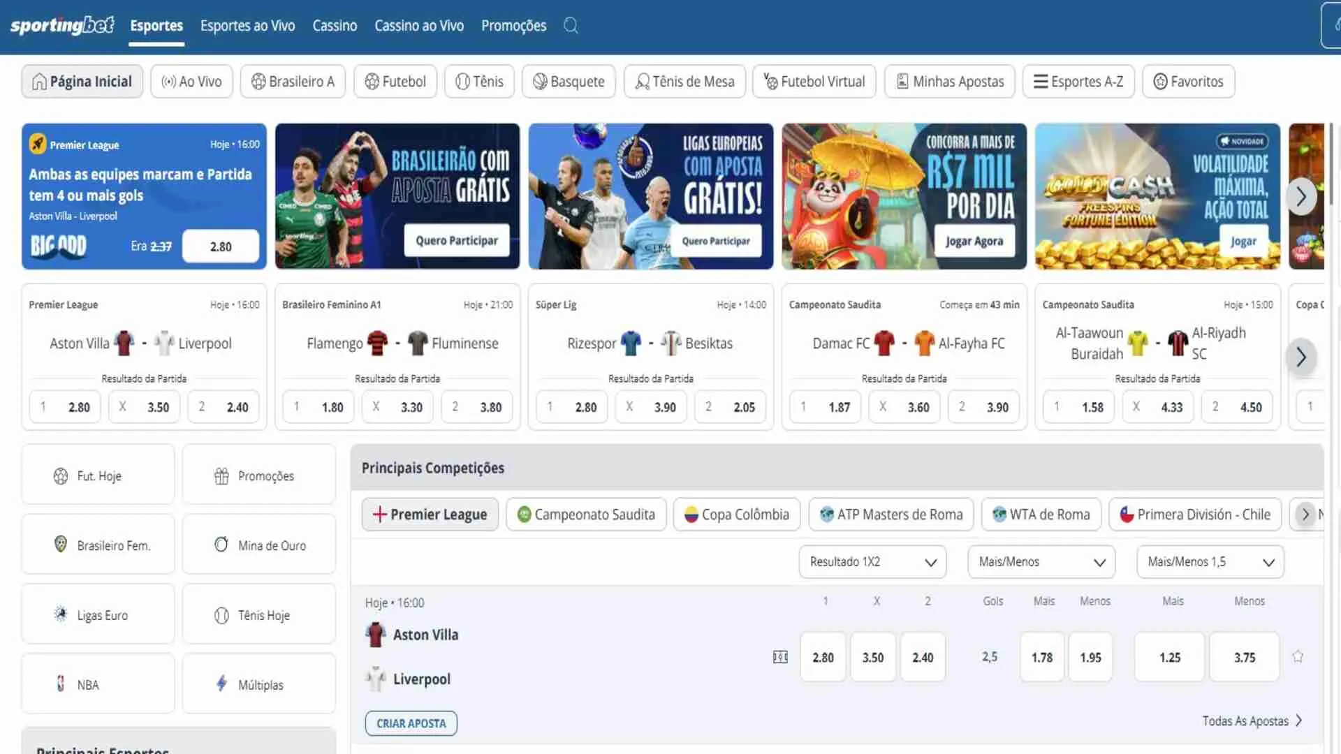 A Sportingbet tem ofertas exclusivas | Crédito: Reprodução / Sportingbet